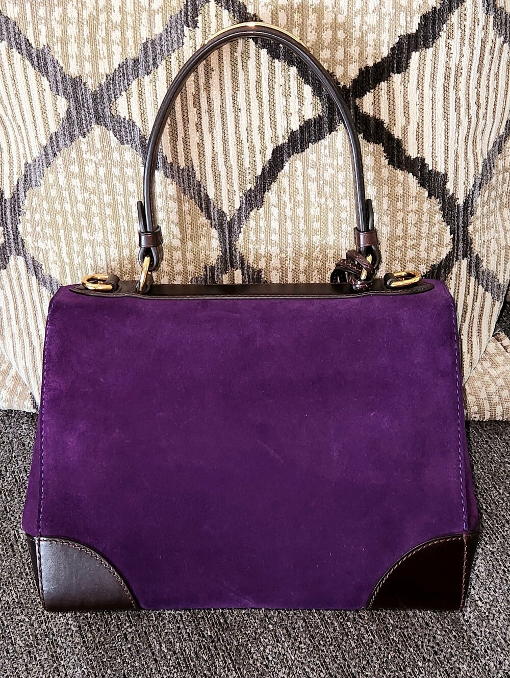 💜RARE Ralph Lauren💜 - Deep Purple Suede Tiffin 27 Satchel Bag - Picture 3 of 15